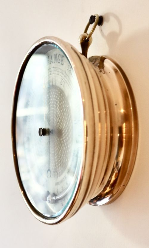 fig 1. Antique brass cased aneroid barometer.