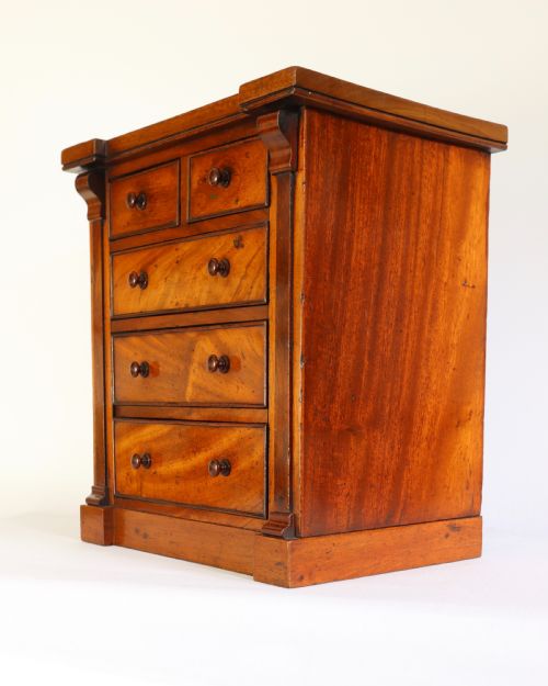 ANTIQUE MAHOGANY MINIATURE CHEST OF DRAWERS - ADDITIONAL PHOTO 1