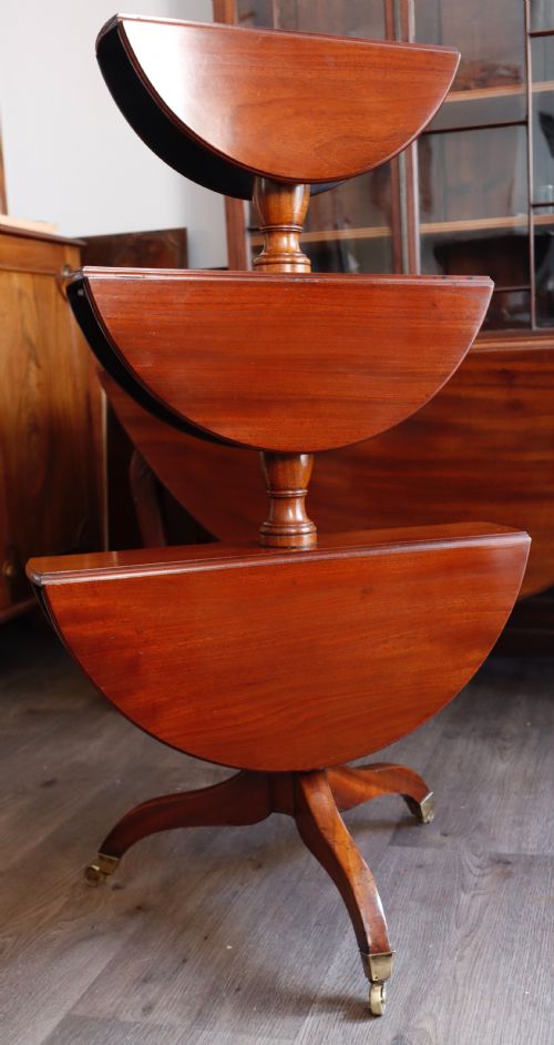 ANTIQUE MAHOGANY THREE TIER DUMB WAITER CIRCA 1820S - ADDITIONAL PHOTO 2