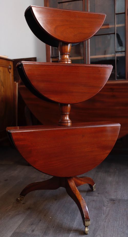 ANTIQUE MAHOGANY THREE TIER DUMB WAITER CIRCA 1820S - ADDITIONAL PHOTO 3