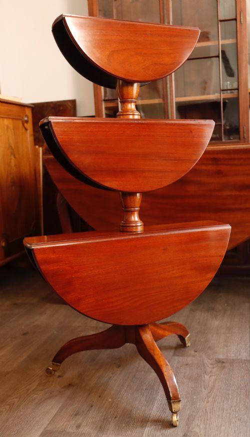 ANTIQUE MAHOGANY THREE TIER DUMB WAITER CIRCA 1820S - ADDITIONAL PHOTO 4