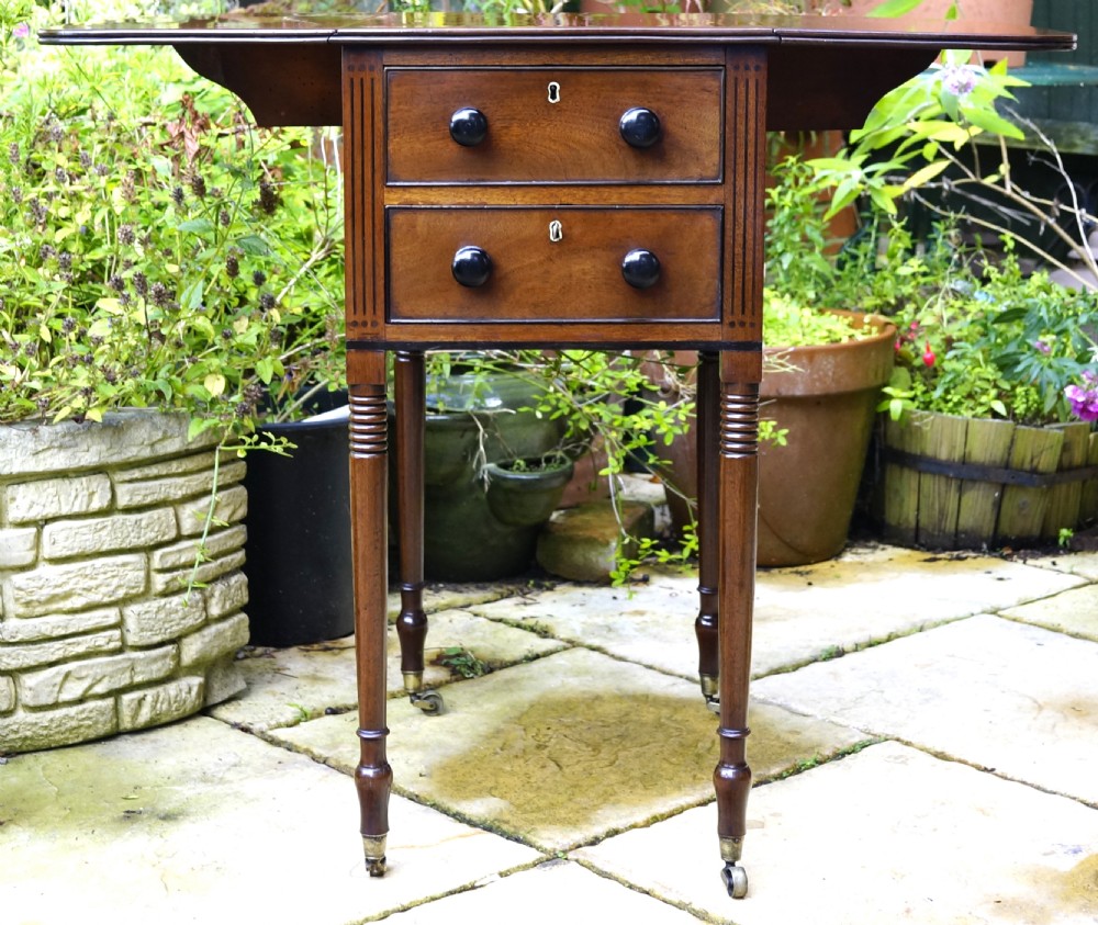 Mahogany two drawer occasional table with solid ebony handles View II