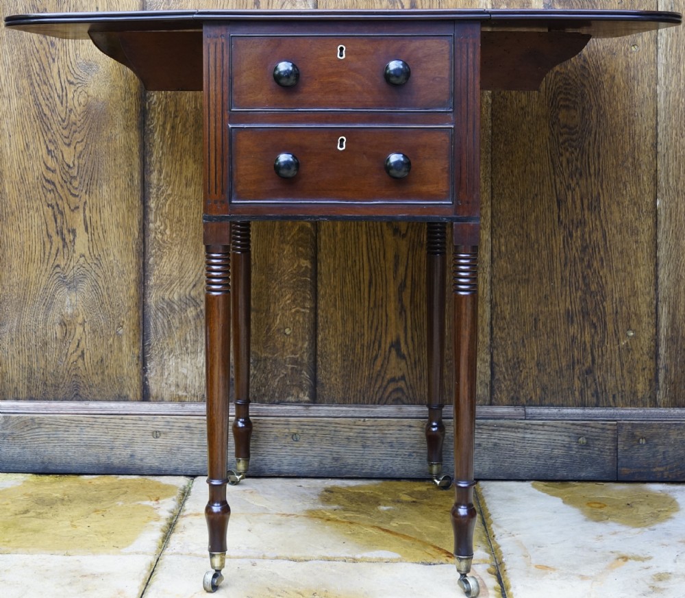 Mahogany two drawer occasional table with solid ebony handles View VI