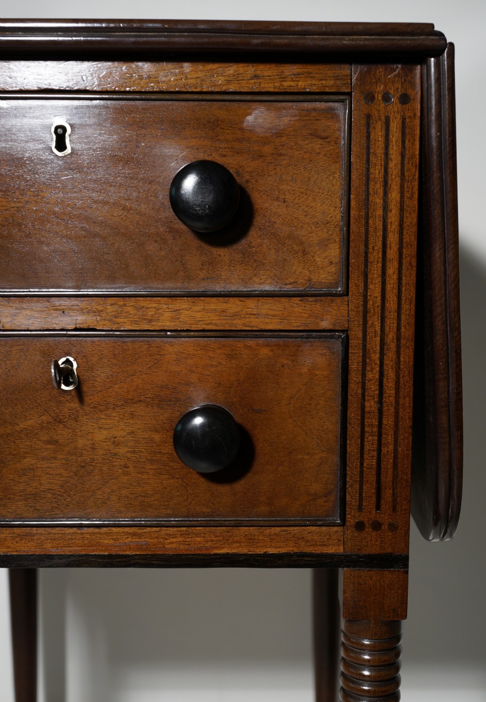 Mahogany two drawer occasional table with solid ebony handles View VIII