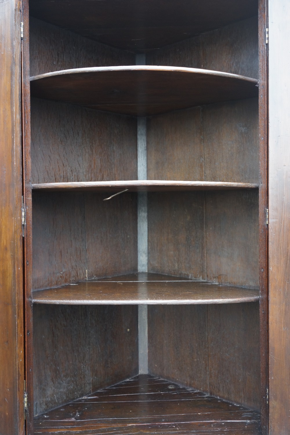 1790's Mahogany inlaid Sheraton bow fronted collector’s corner cupboard View XI