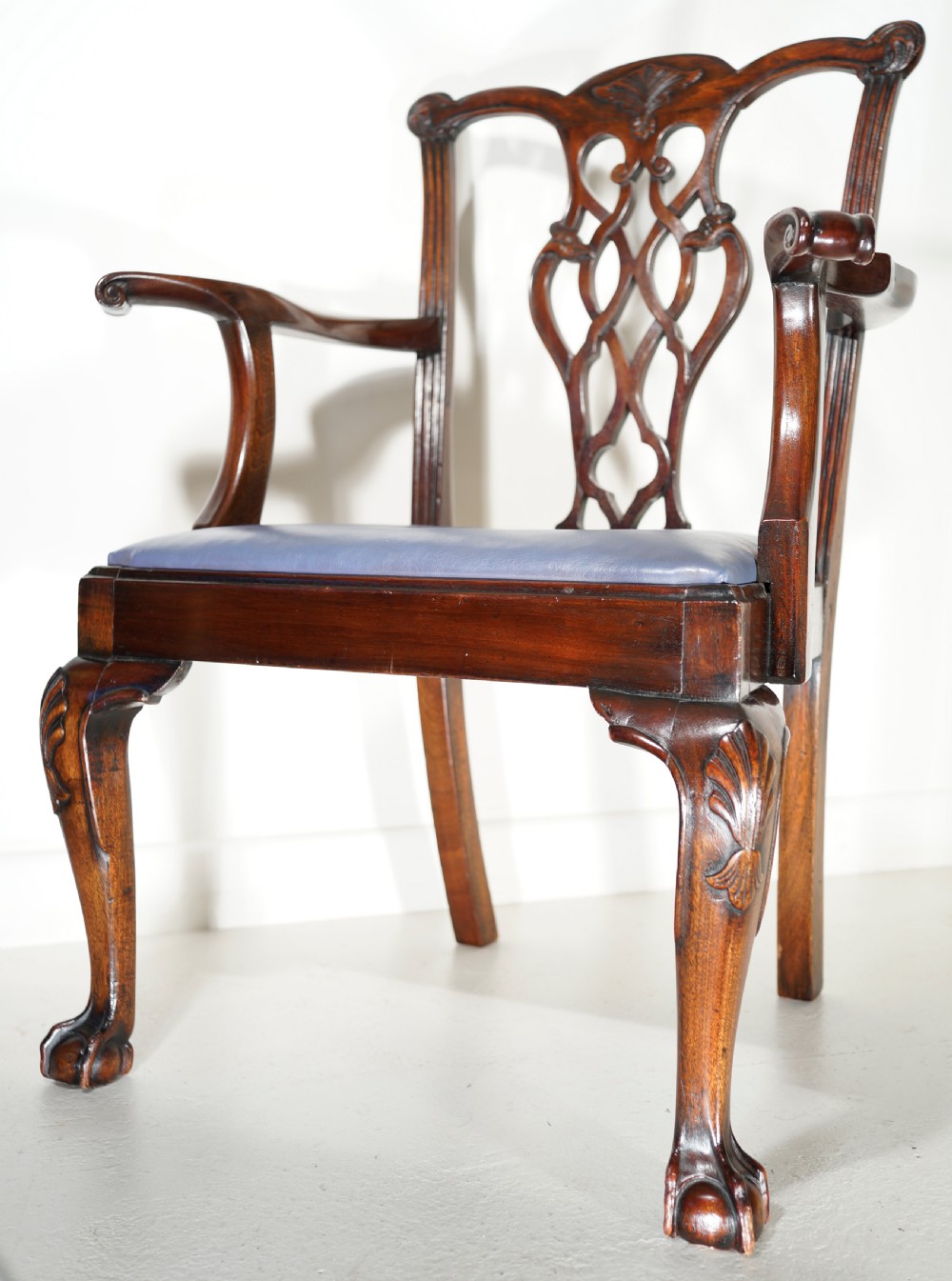 A good Chippendale style finely carved mahogany armchair in excellent condition View II