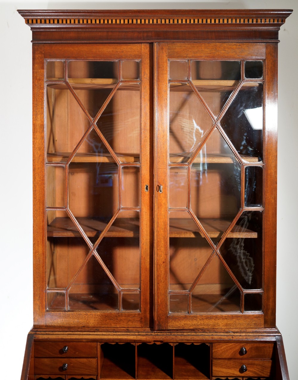A fine quality Georgian Mahogany bureau bookcase of small proportions. View V