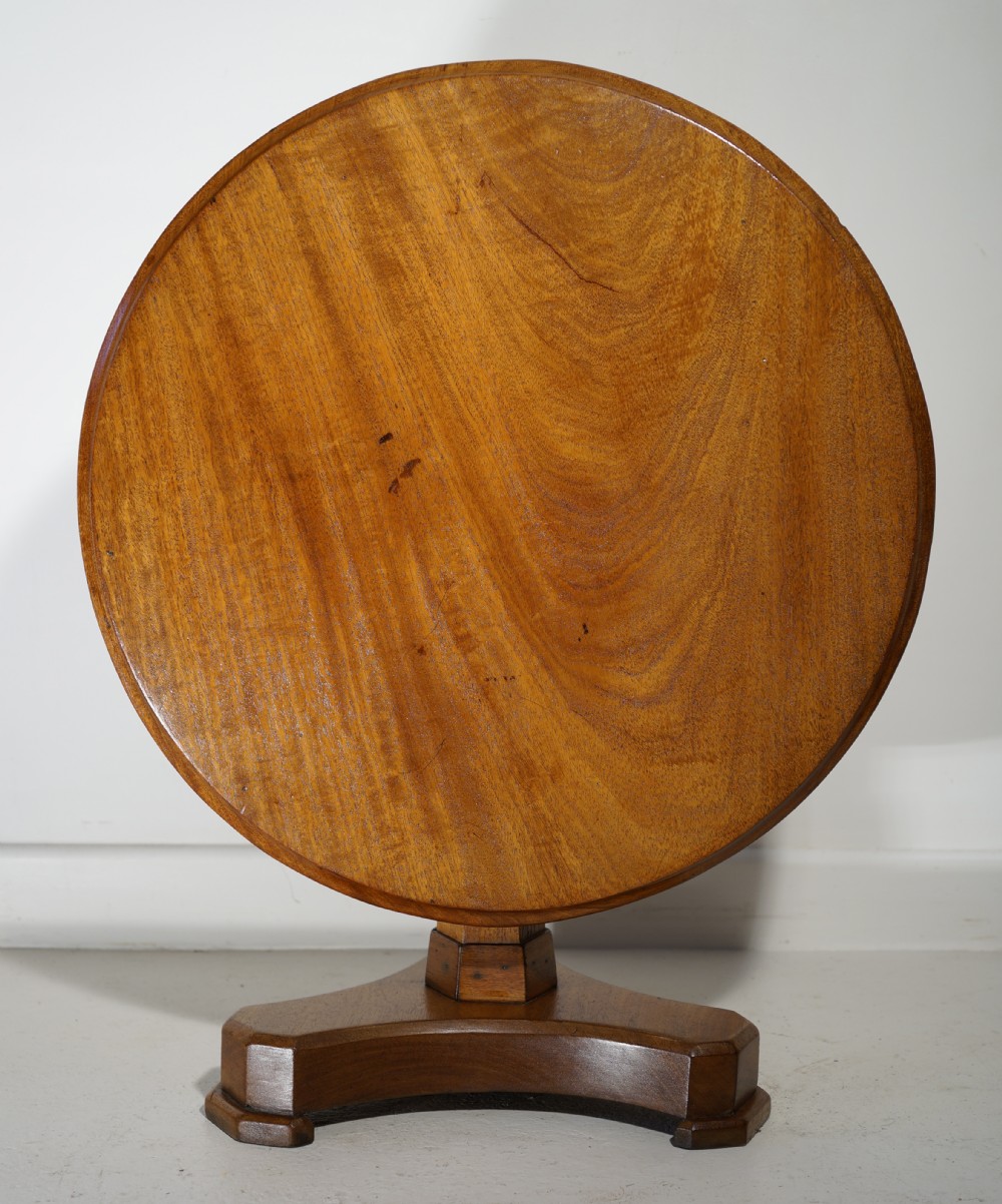  Unusual Mahogany tri-prong base tilt top occasional table in excellent repolished 