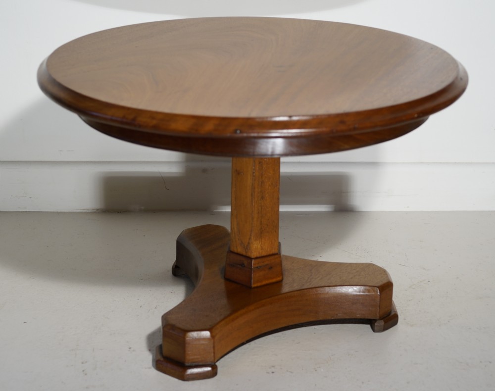  Unusual Mahogany tri-prong base tilt top occasional table in excellent repolished  View II