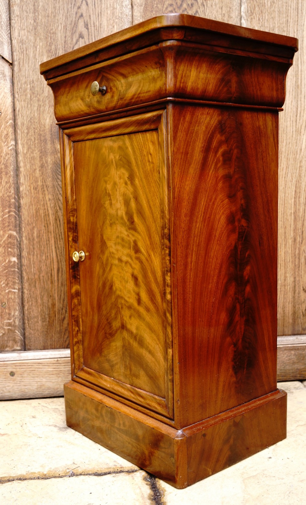 Beautifully figured mahogany continental side cupboard with drawer View II