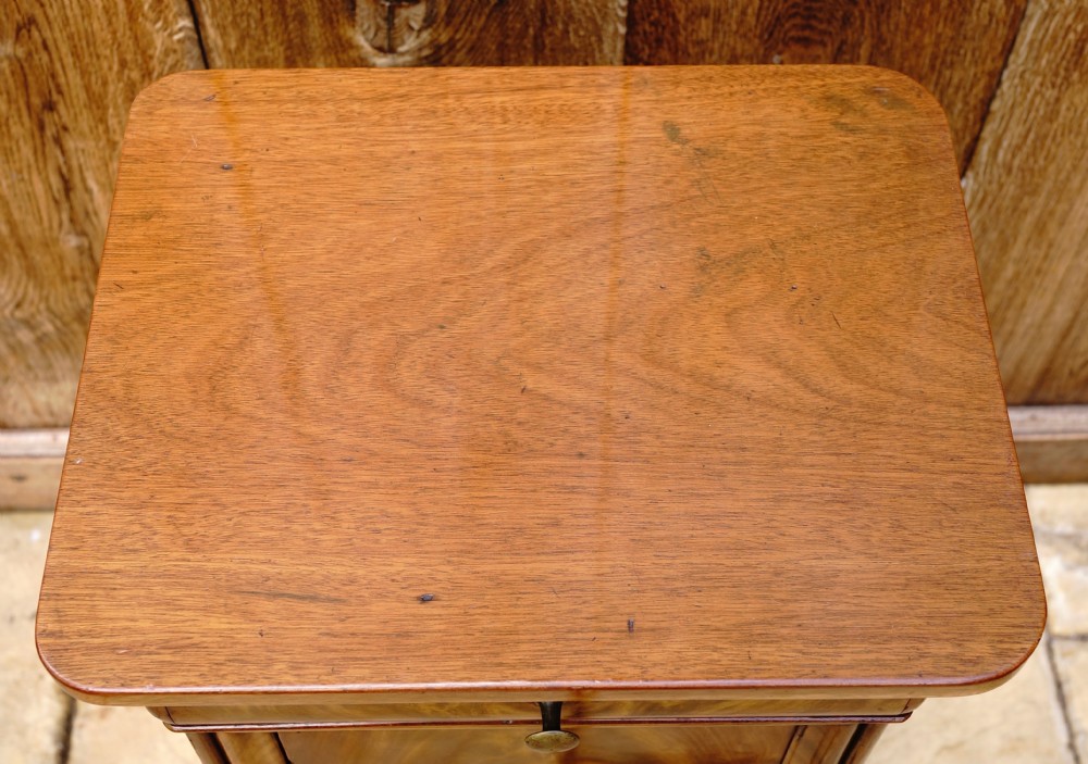 Beautifully figured mahogany continental side cupboard with drawer View VIII