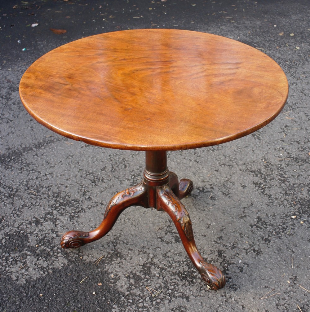 Georgian solid mahogany tripod table with one-piece top W92cm x D92cm View II