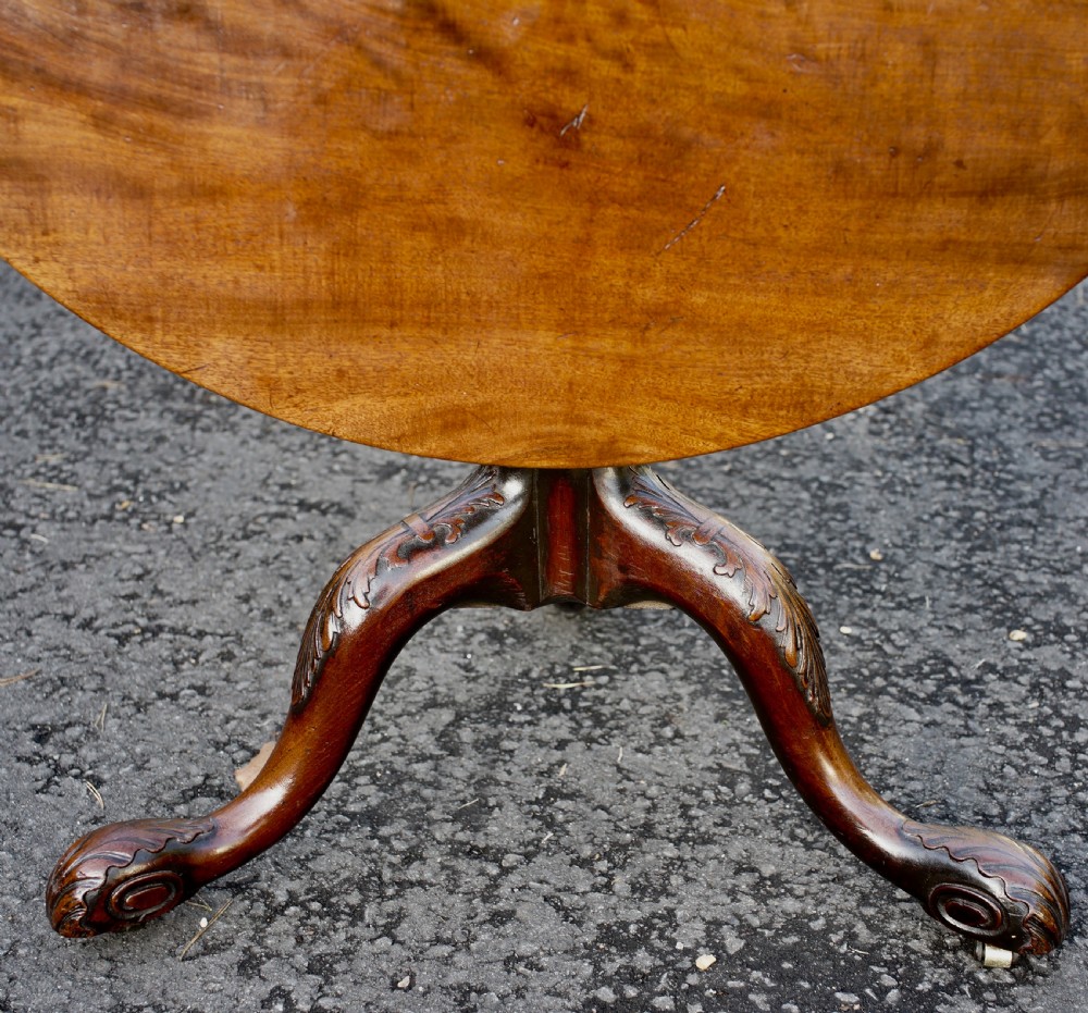 Georgian solid mahogany tripod table with one-piece top W92cm x D92cm View VII