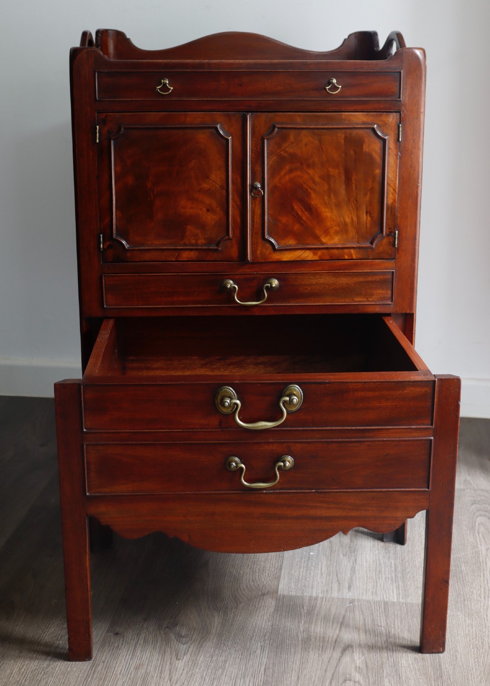 A George III mahogany tray-top bedside commode  View V