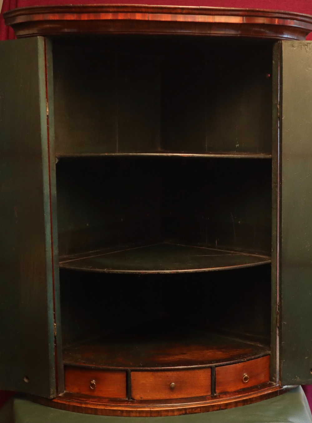 Antique oak and mahogany corner cupboard View III