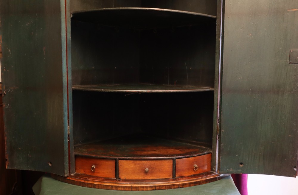 Antique oak and mahogany corner cupboard View V