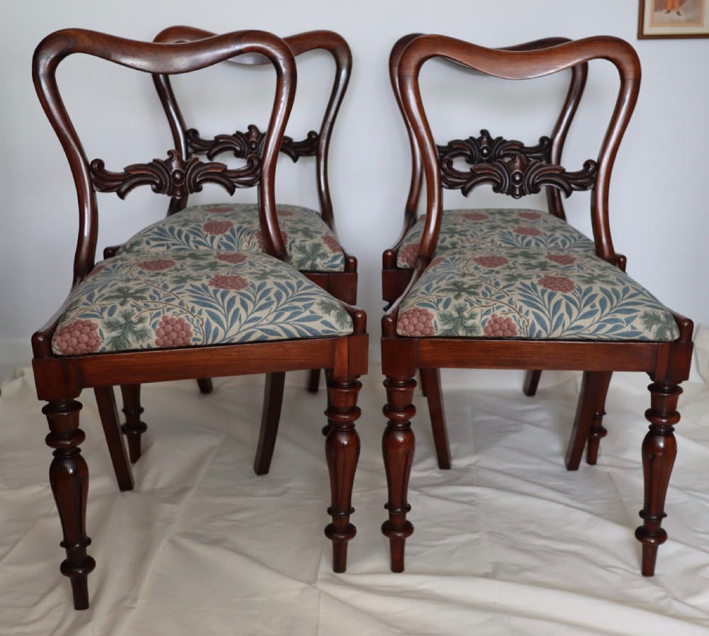 Antique Set of four early Victorian solid Rosewood dining chairs of good colour View III