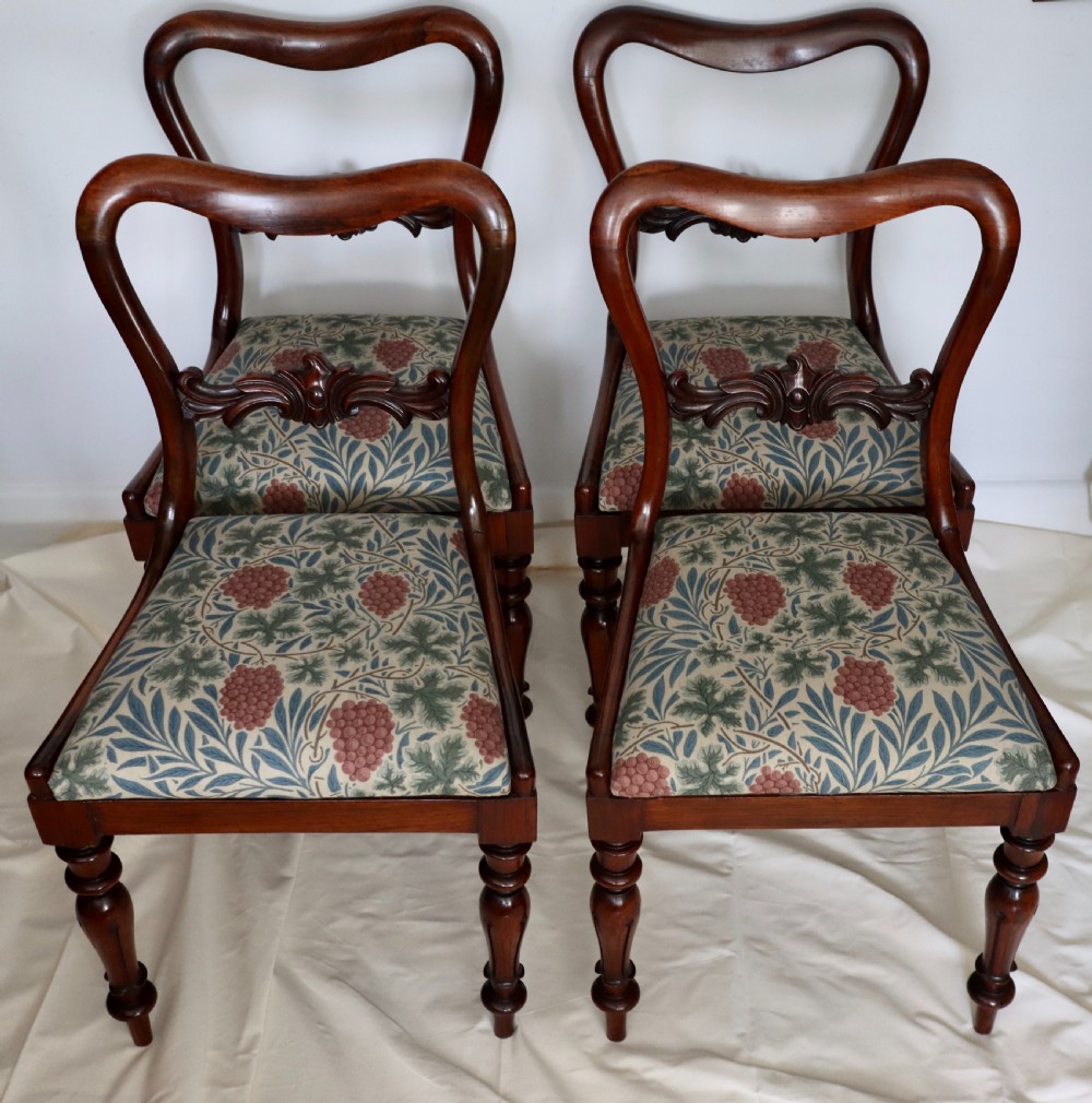 Antique Set of four early Victorian solid Rosewood dining chairs of good colour View V