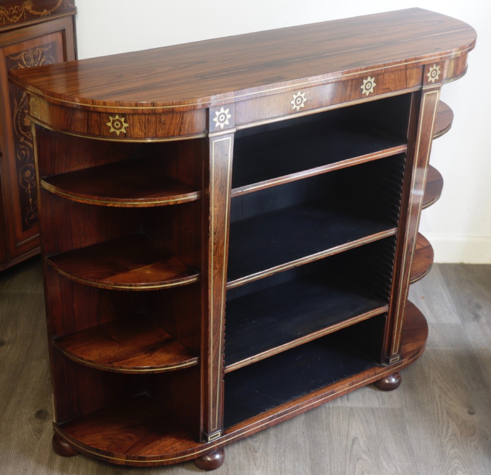 Regency rosewood brass inlaid bookcase