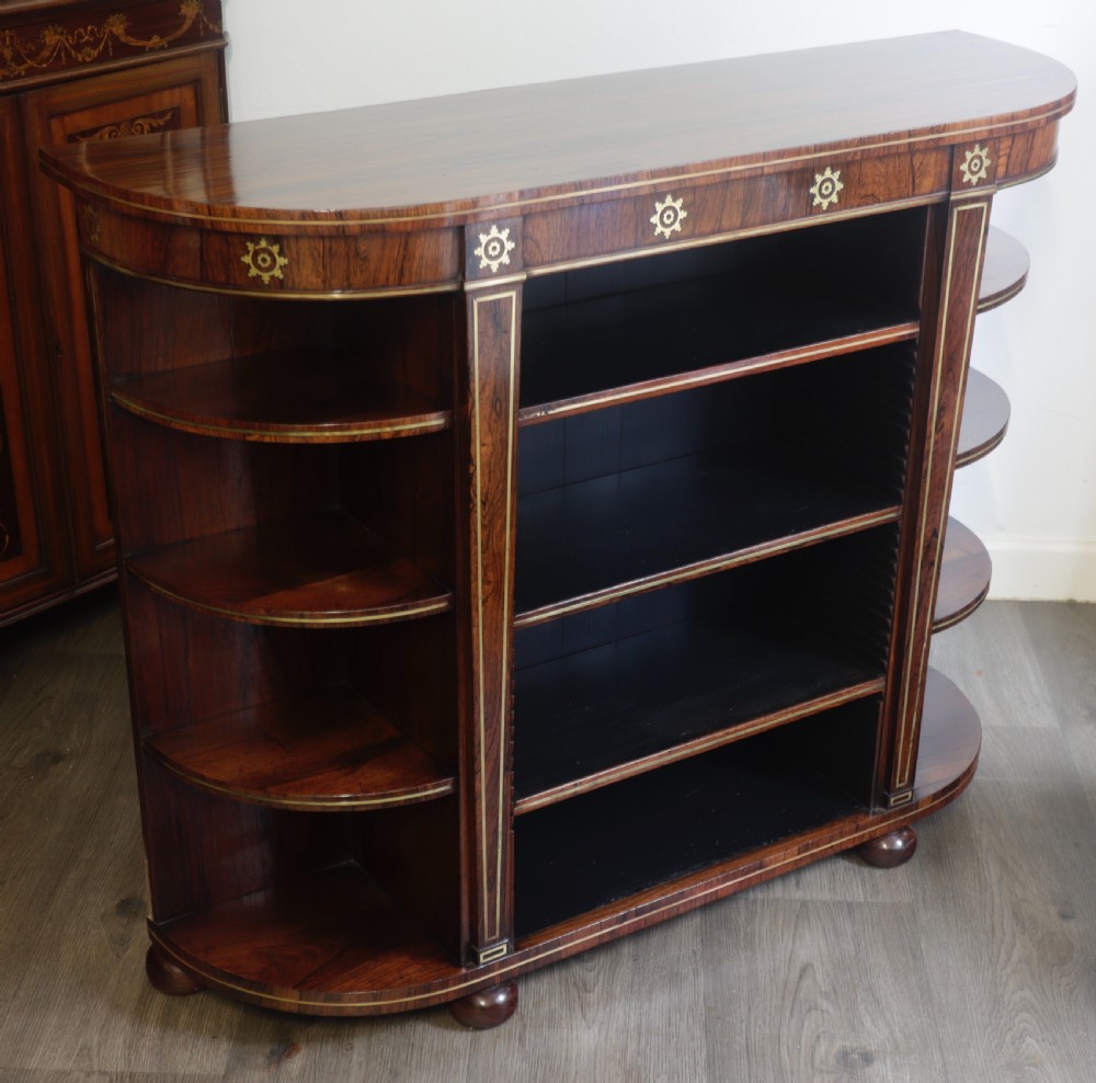 Regency rosewood brass inlaid bookcase View II