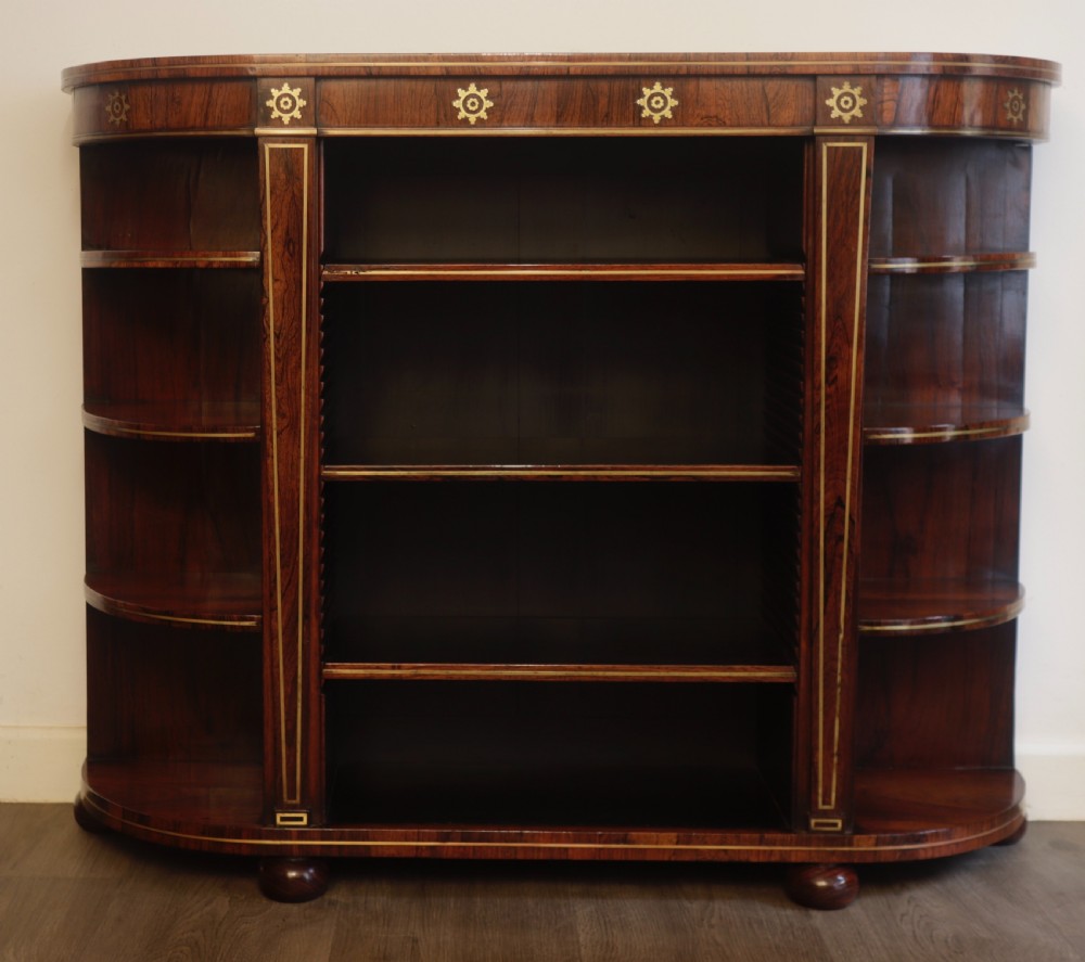 Regency rosewood brass inlaid bookcase View III