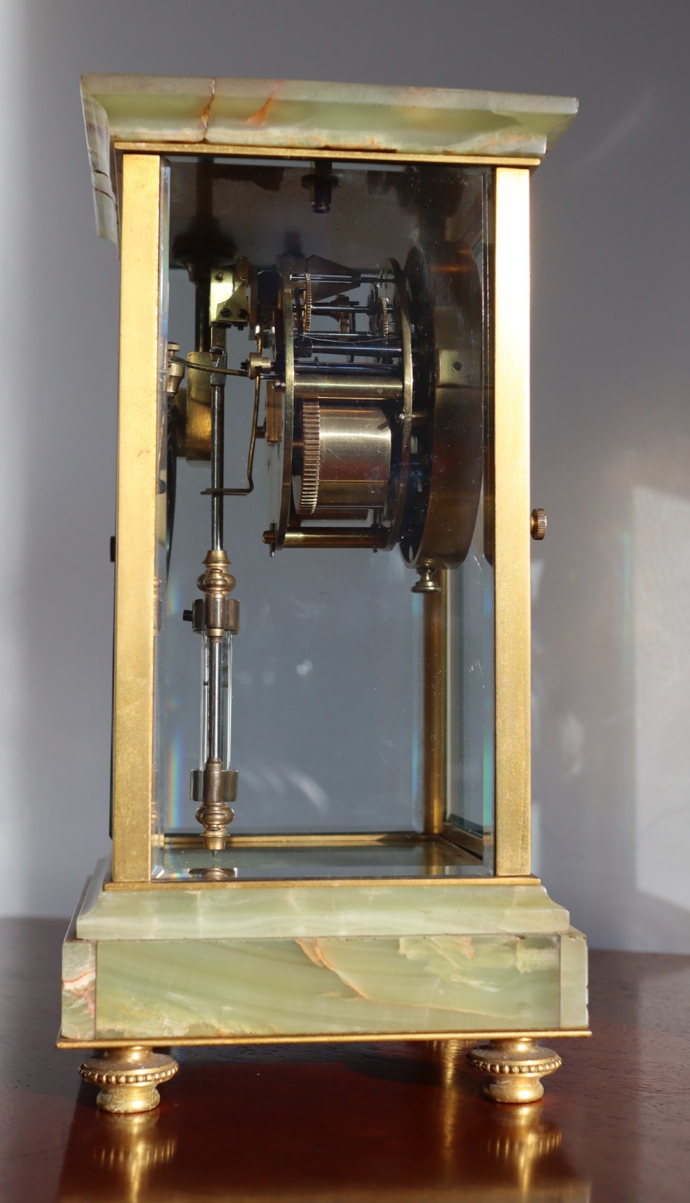 Antique  good looking fine quality 1880s French onyx marble and brass mantel clock. View III