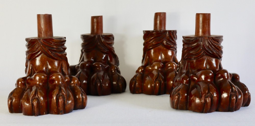 Antique set of carved period mahogany regency feet. View II