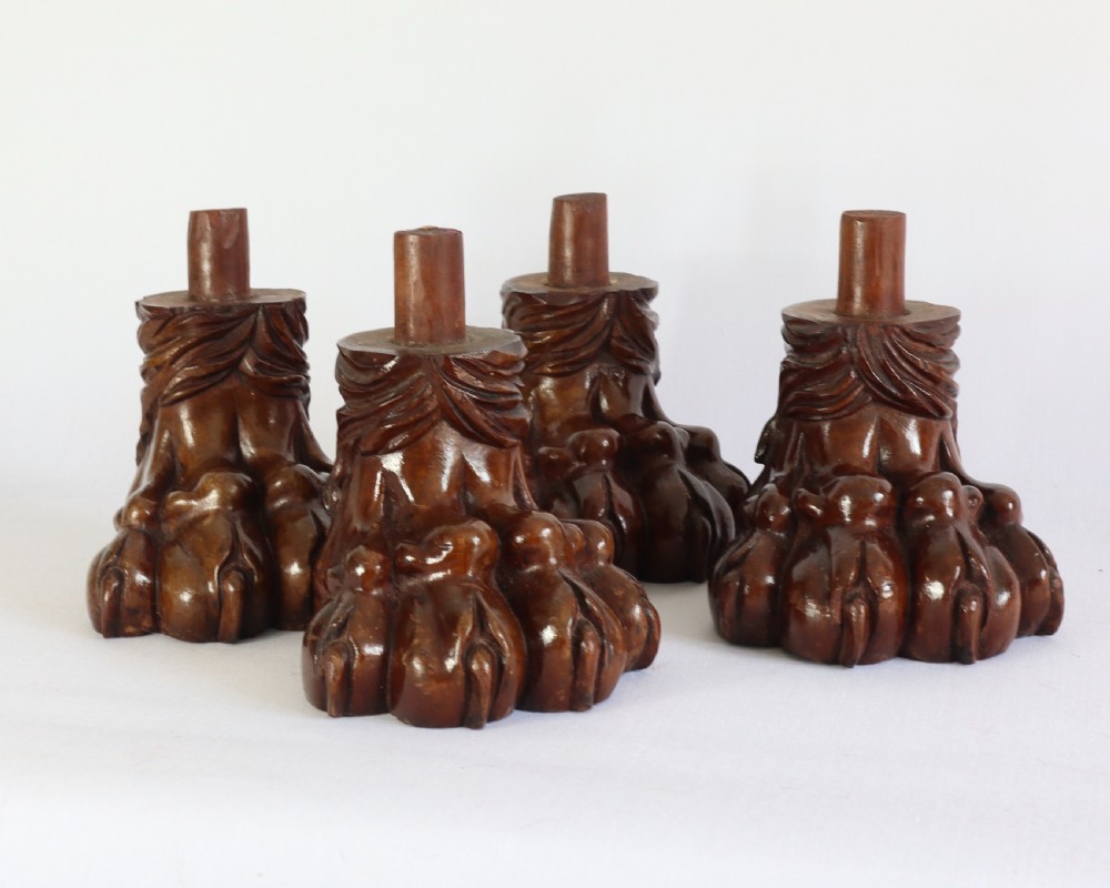 Antique set of carved period mahogany regency feet. View III