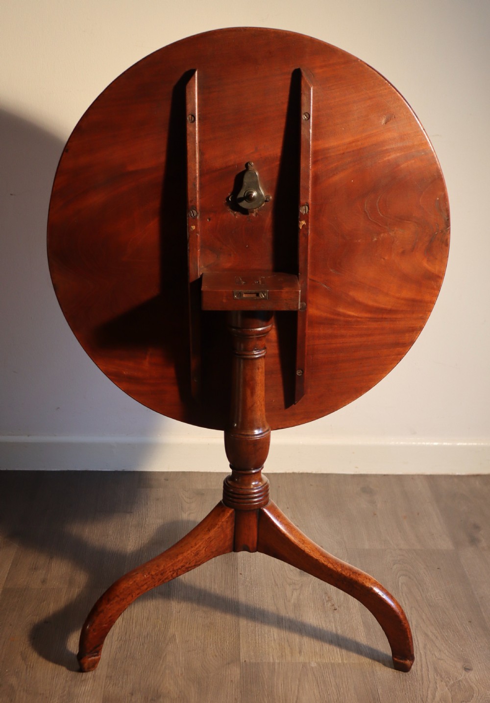 Antique mahogany tripod table. View V
