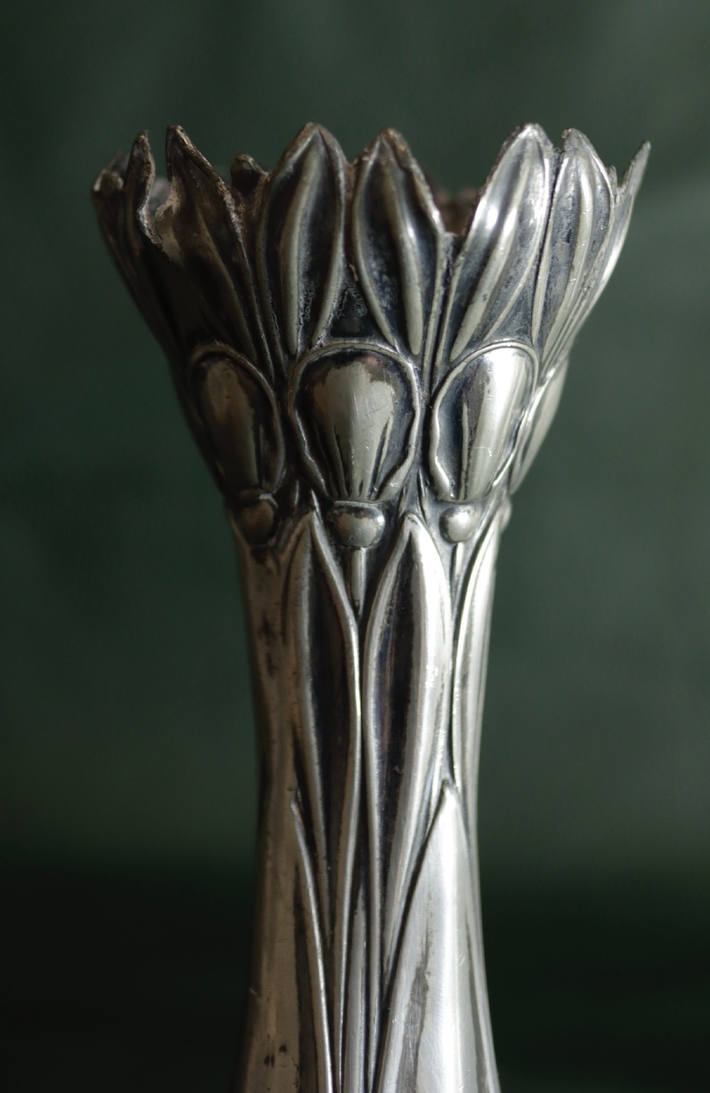 Pair of Antique Silver plated vases. View V
