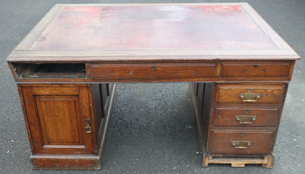 Antique oak partners desk.