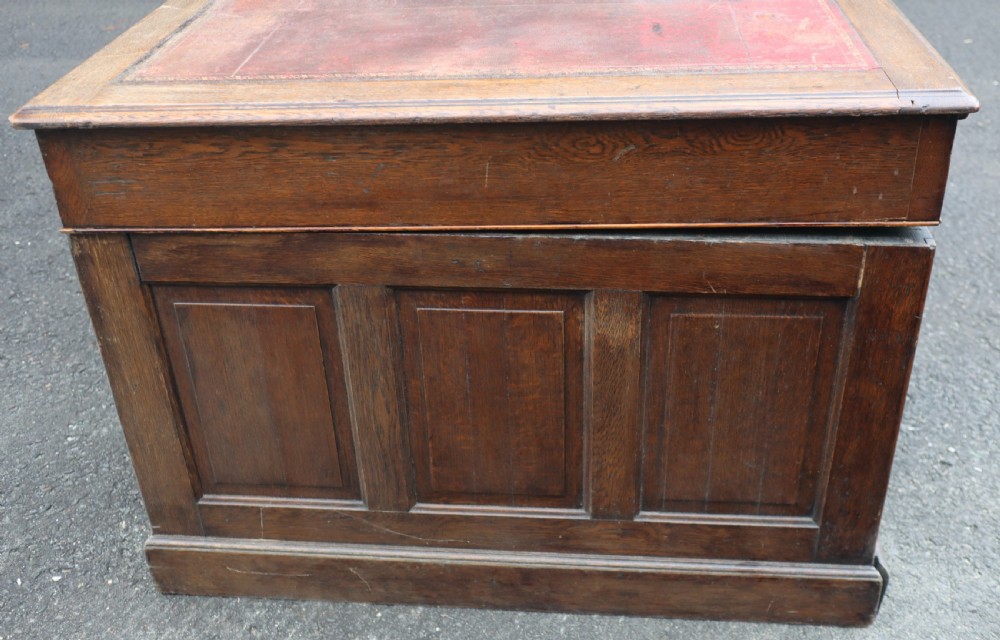 Antique oak partners desk. View III