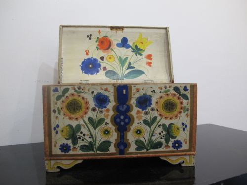 Painted Scandinavian Casket, 19th Century, Probably Swedish