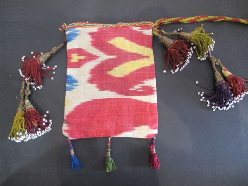 DOUBLESIDED SILK IKAT PURSE UZBEKISTAN CIRCA 1890 - ADDITIONAL PHOTO 1
