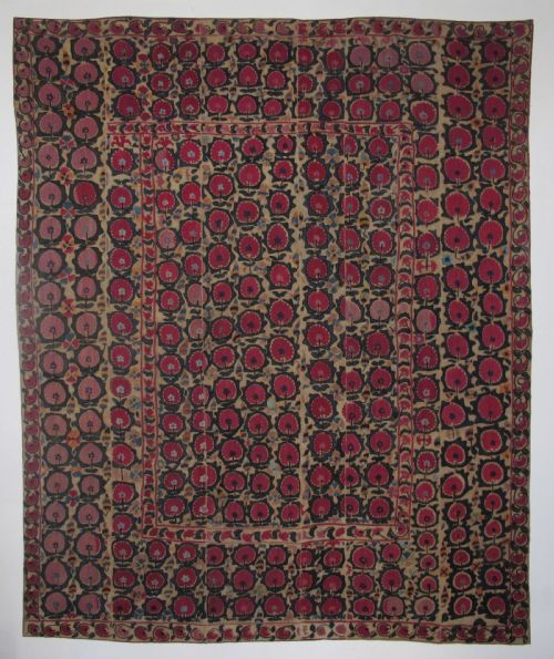 MAGNIFICENT URATUBE SUZANI 234M X 194M UZBEKISTAN CIRCA 1850