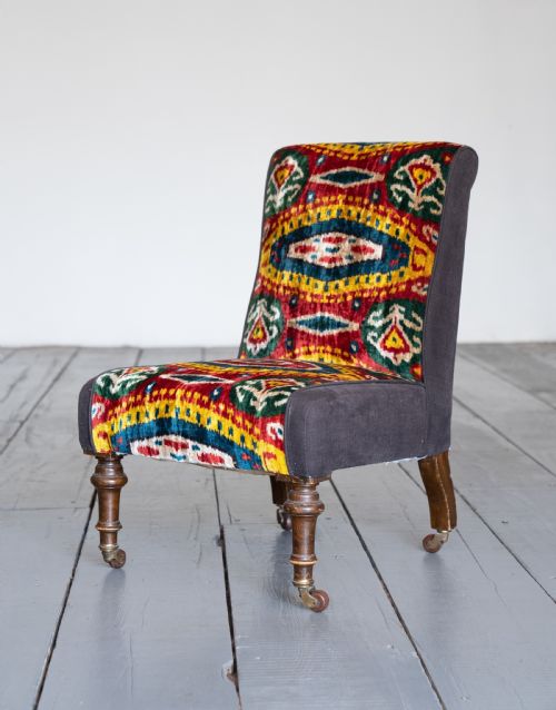 Victorian Nursing Chair with Velvet Ikat