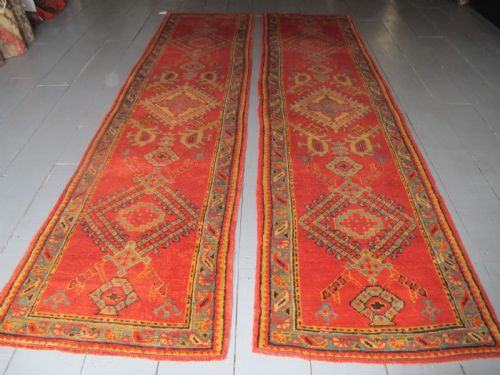 Pair of Antique Oushak Runners, 3.50m X 0.90m Each