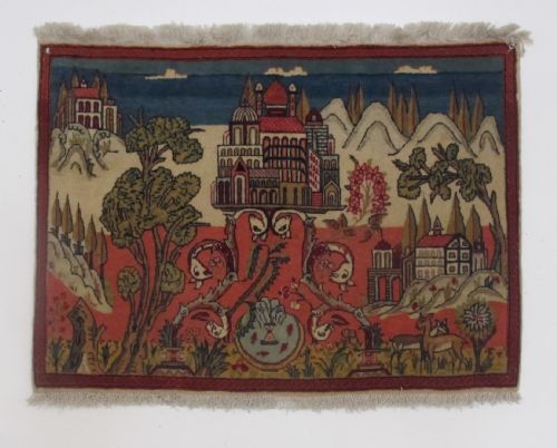 PAIR OF FINE KASHAN PICTORIAL RUGS 66CM X 90CM EACH CIRCA 1920 - ADDITIONAL PHOTO 2