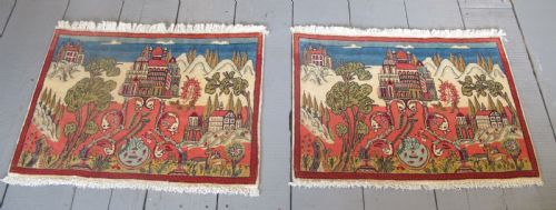 PAIR OF FINE KASHAN PICTORIAL RUGS 66CM X 90CM EACH CIRCA 1920 - ADDITIONAL PHOTO 6