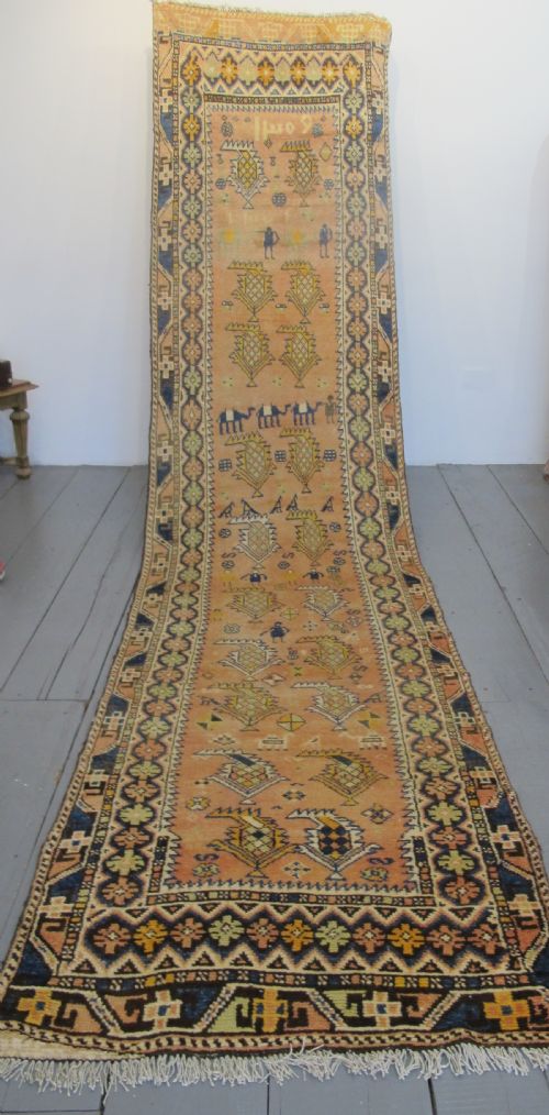 Very Quirky Antique Persian Tribal Runner 4.44m X 1.00m