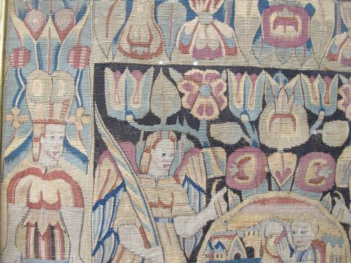 A PAIR OF NORTH GERMAN TAPESTRY CUSHIONS 17TH CENTURY 59CM X 59CM - ADDITIONAL PHOTO 4