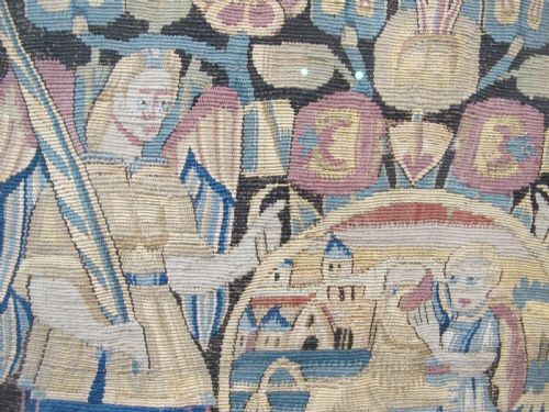 A PAIR OF NORTH GERMAN TAPESTRY CUSHIONS 17TH CENTURY 59CM X 59CM - ADDITIONAL PHOTO 8