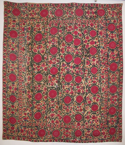 19th Century Silk Embroidered Suzani, 2.20m X 1.90m