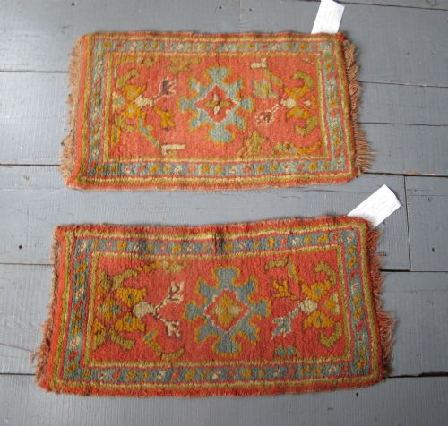 Pair of Cute Oushak Mats, Turkey, Circa 1890