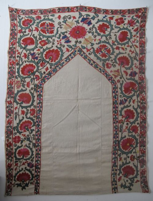 Bokhara Suzani with Architectural Design, Uzbekistan, Circa 1850, 1.23m X 0.92m