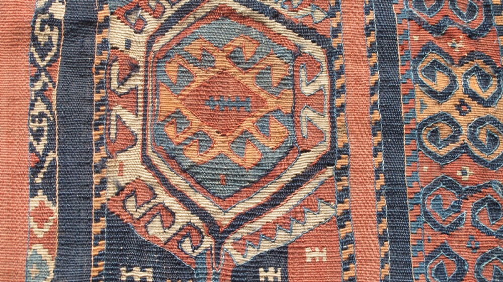 Interesting Antique Kurdish Kilim , 2.00m x 75cm View IV