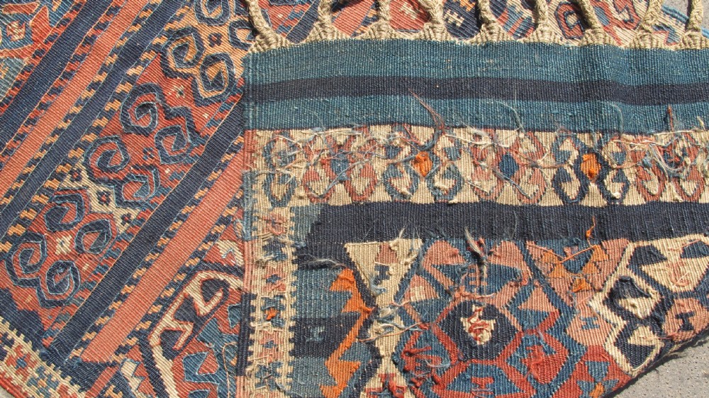 Interesting Antique Kurdish Kilim , 2.00m x 75cm View VI
