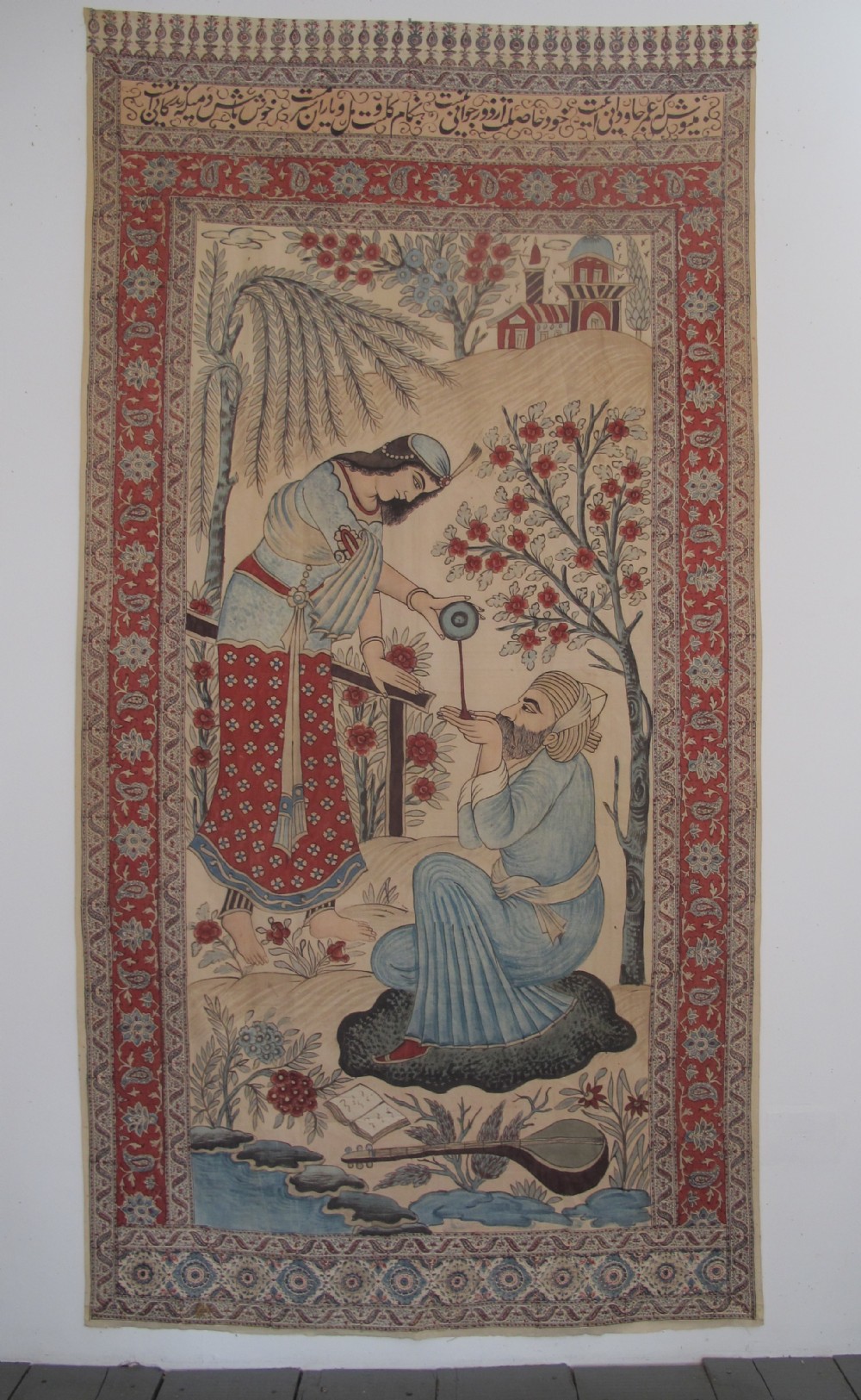 Very Charming 19th Century Persian Khalamkari, 2.49m x 1.27m