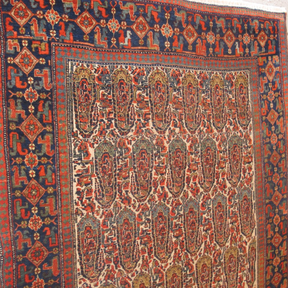 Antique Persian Village Rug with Repeating Botehs, 2.20m x 1.30m View V