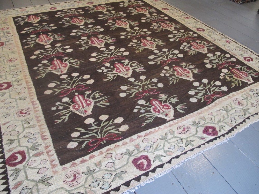 Highly Decorative Antique Ukrainian Kilim, 2.90m x 2.60m, (9ft  inches x 8 ft 6 inches)